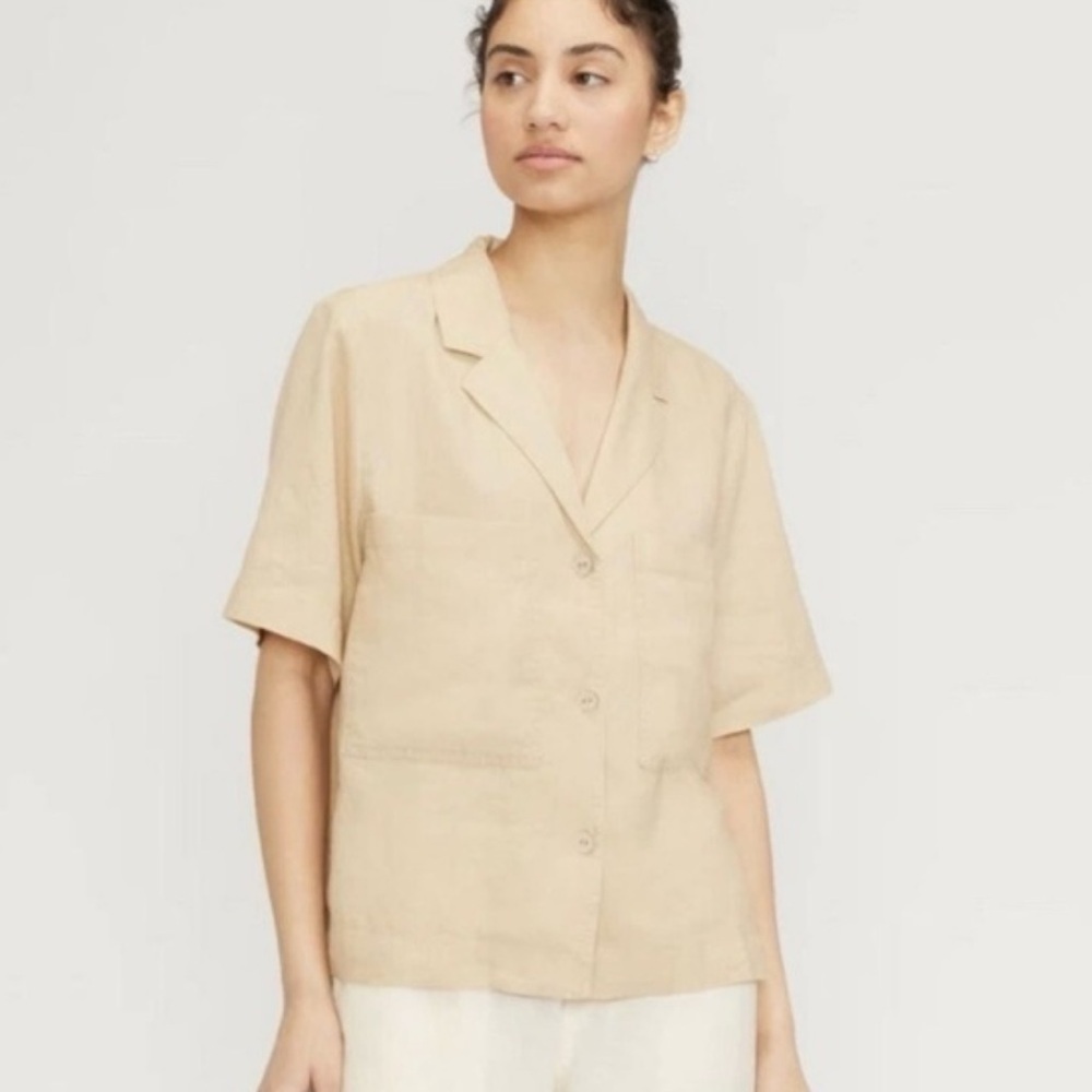 Everlane Linen Safari Utility Button-Up Shirt Size Medium